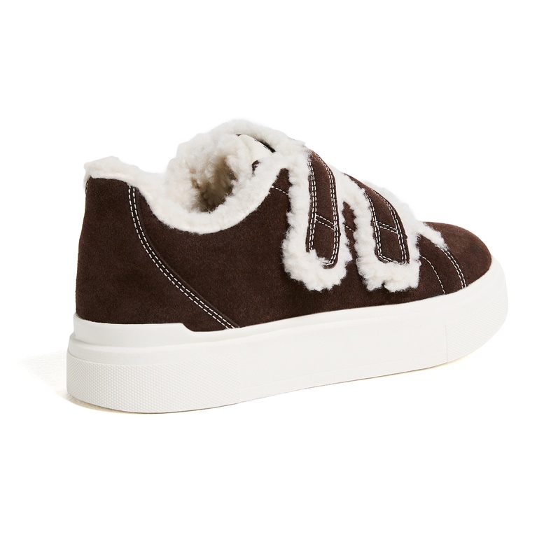 Faux Shearling Sneakers "Rue" Brown