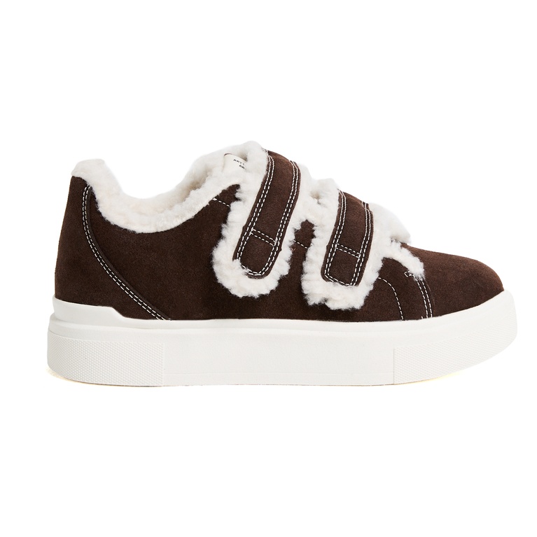 Faux Shearling Sneakers "Rue" Brown