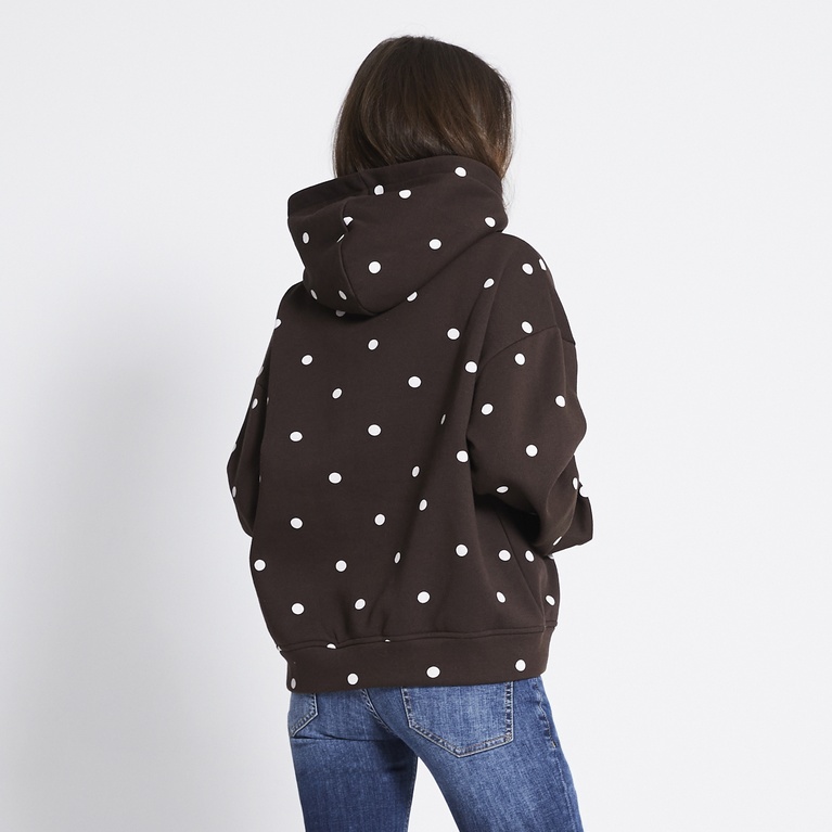 Dot heavy hoodie "Hilma Dot" Brown