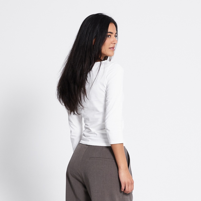 Boat neck 3/4 sleeve top "Desire" White