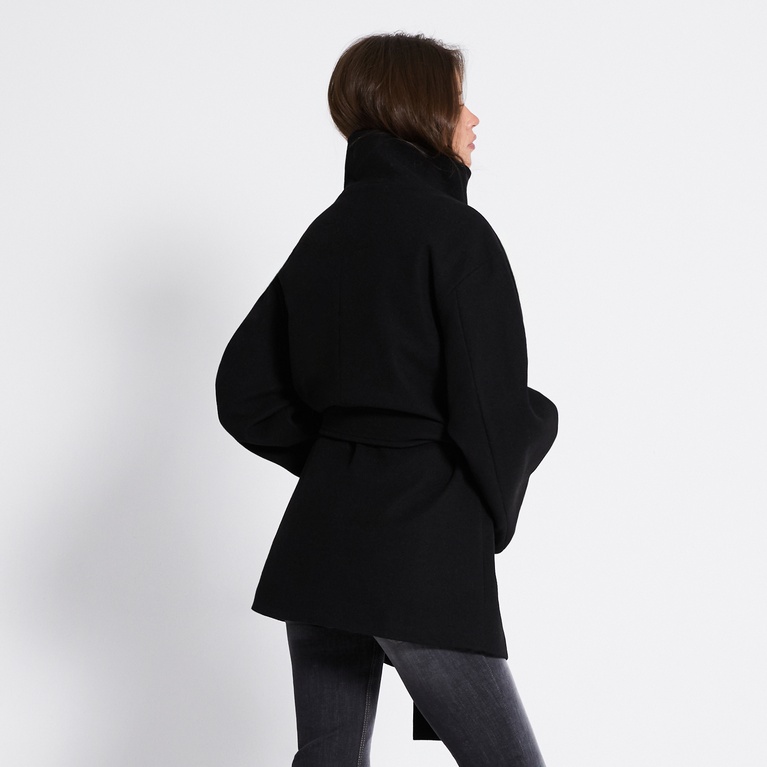 Short belted coat "Kendall" Black