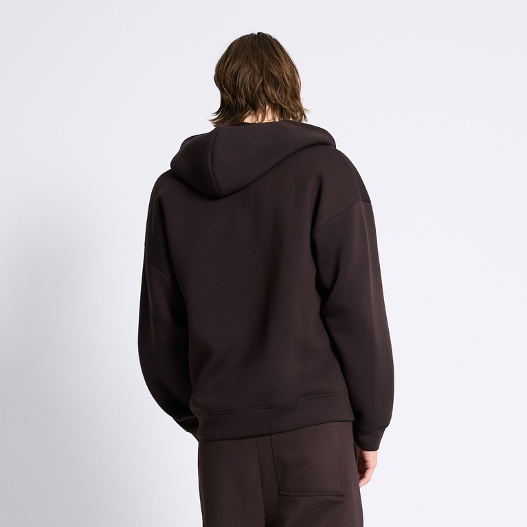 Boxy scuba zip hoodie "Stan" Dark Brown