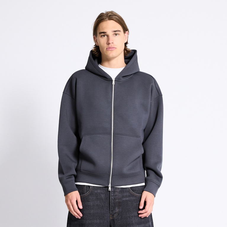 Boxy scuba zip hoodie "Stan" Dark Grey