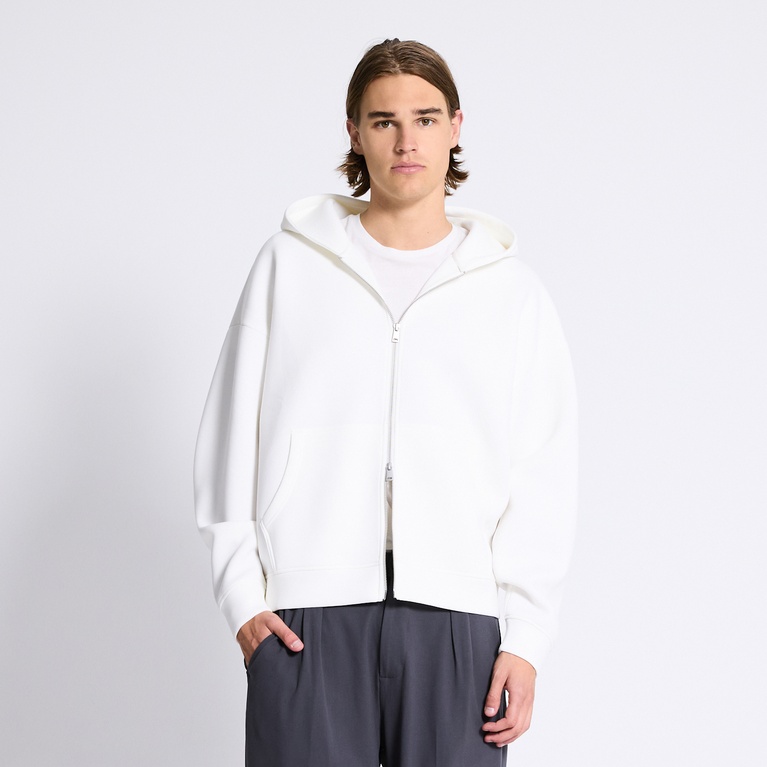 Boxy scuba zip hoodie "Stan" Off white