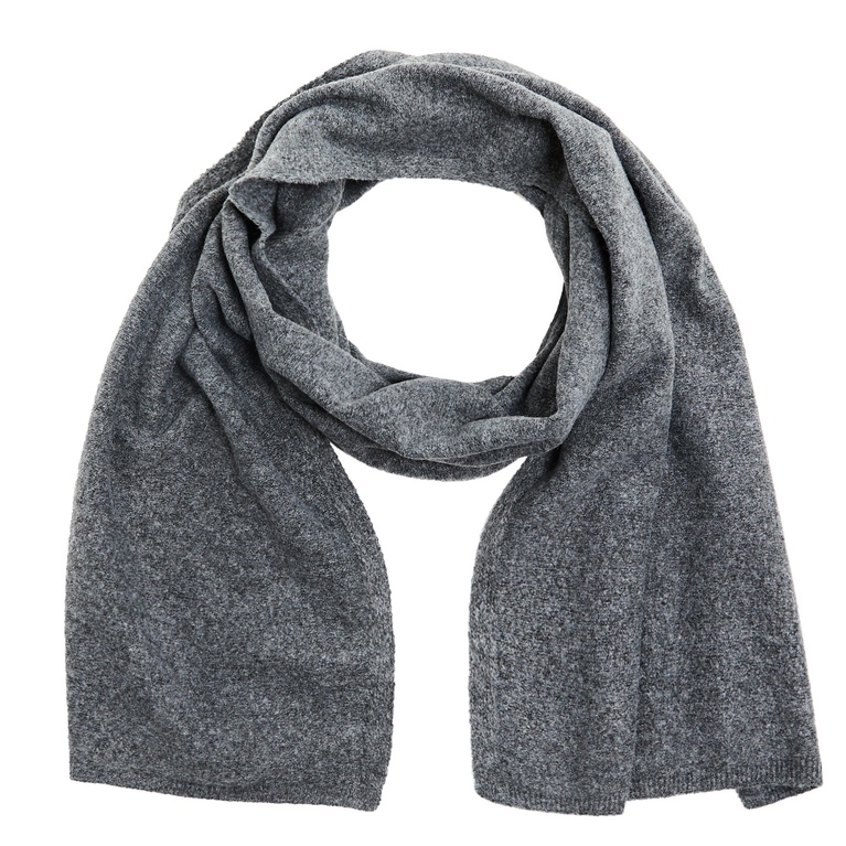 Plain Knit Scarf Grey Melange 2