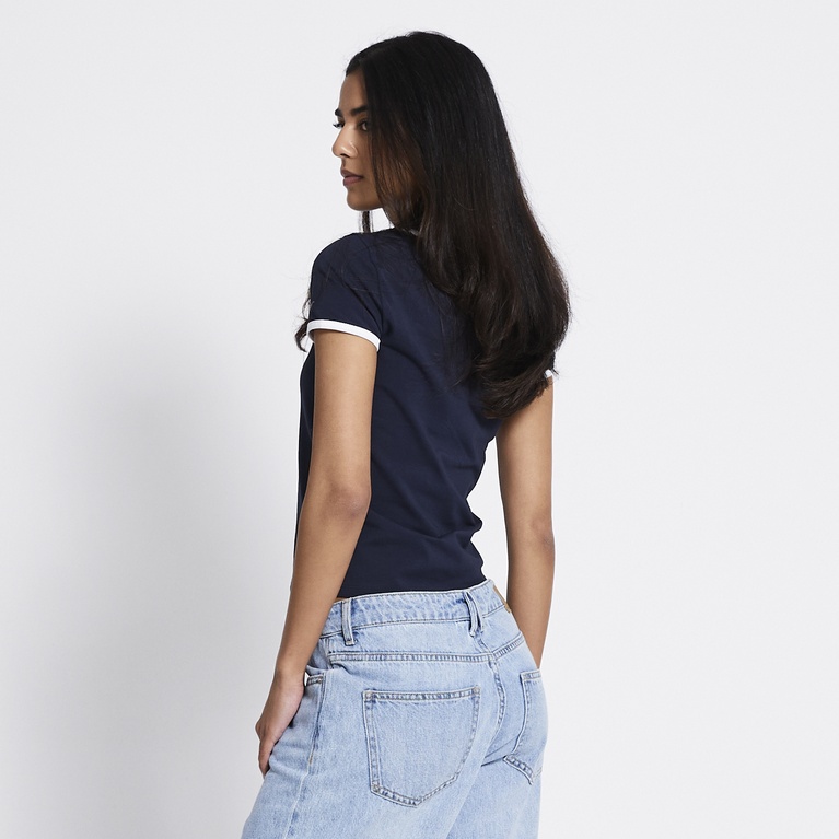 Contrast tee "Leora" Dark Blue