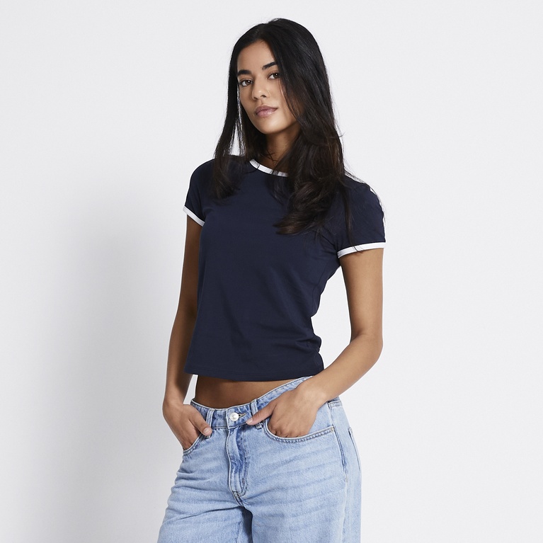Contrast tee "Leora" Dark Blue
