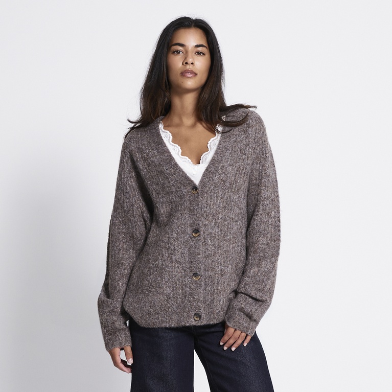 V-neck knit cardigan "Dorotea" Brown