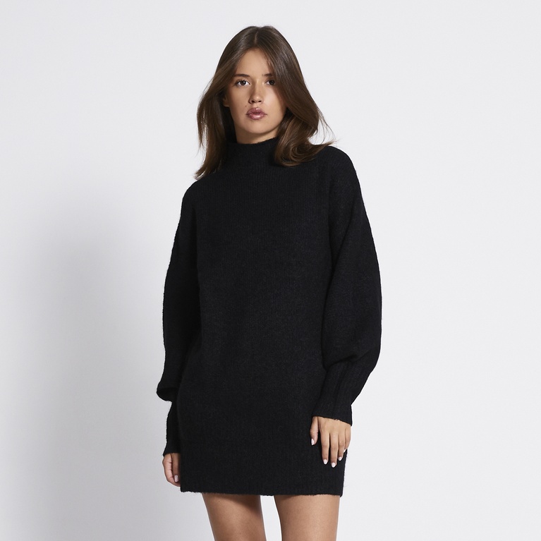 Short turtleneck knit dress "Kaia" Black