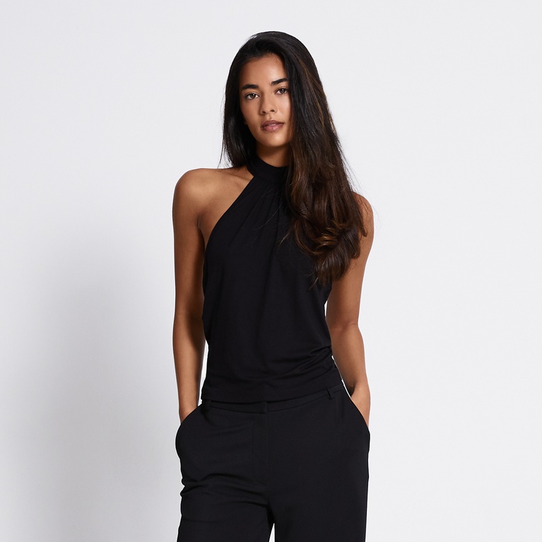Halterneck top "Fiore" Black