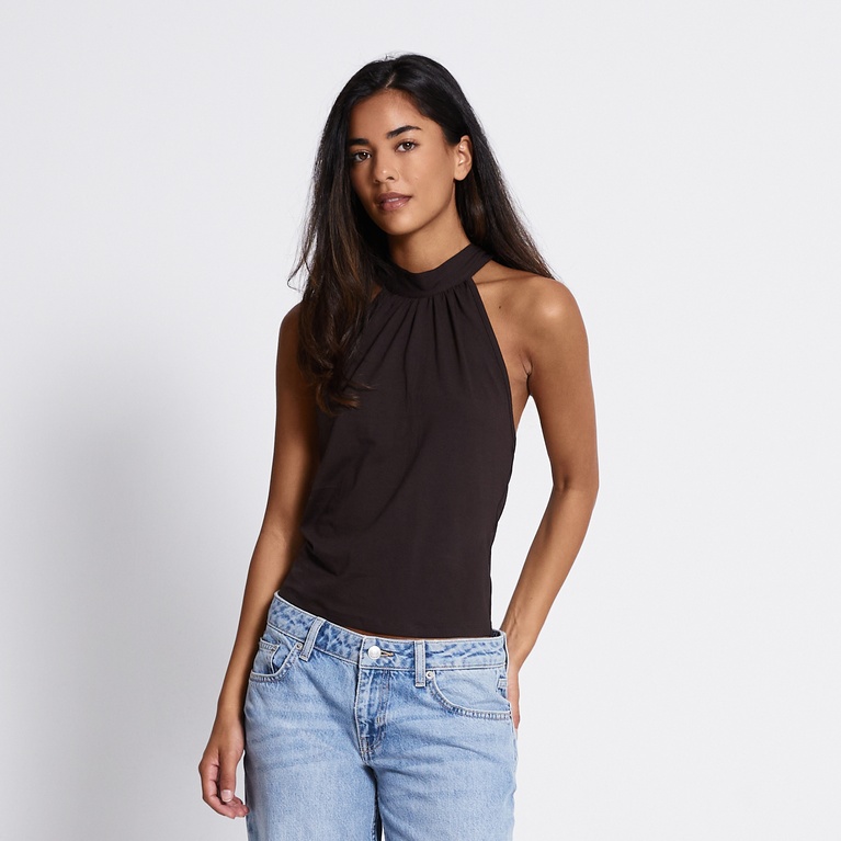 Halterneck top "Fiore" Brown