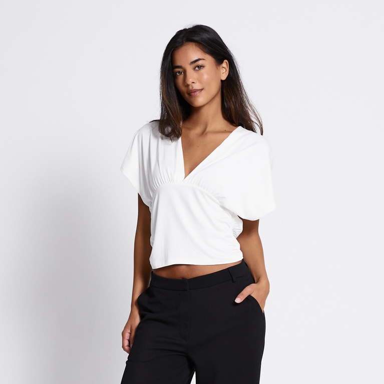 V-neck top "Fienna" Off white