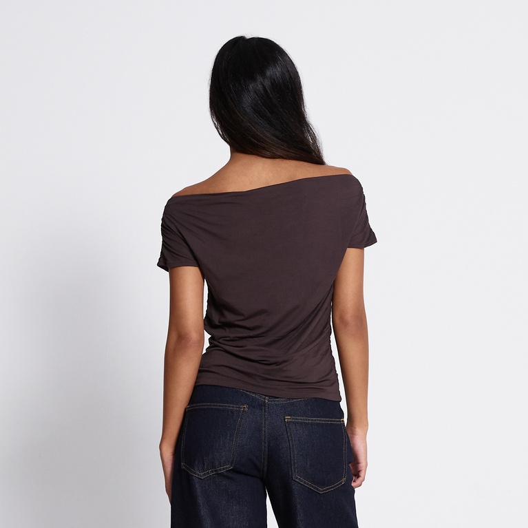 Off-shoulder top "Franca" Brown