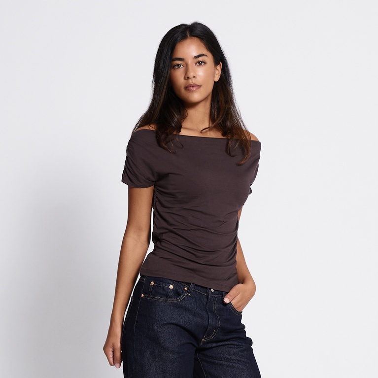 Off-shoulder top "Franca" Brown
