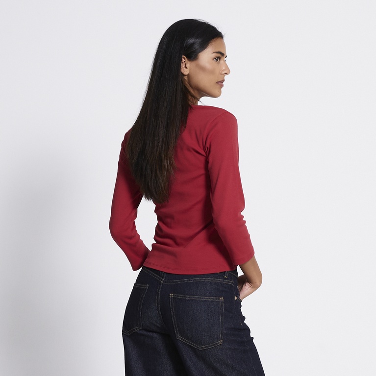 V-neck 3/4 sleeve top "Melinda" Red
