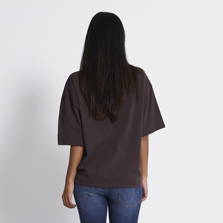 Printed boxy tee "April" Brown