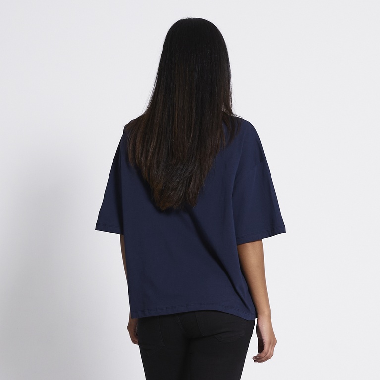 Printed boxy tee "April" Navy