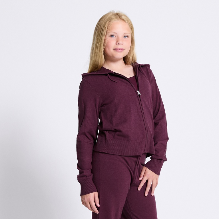 Knit zip hoodie "Jennifer star" Light Burgundy