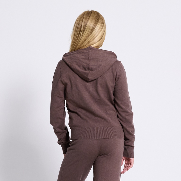 Knit zip hoodie "Jennifer star" Brown