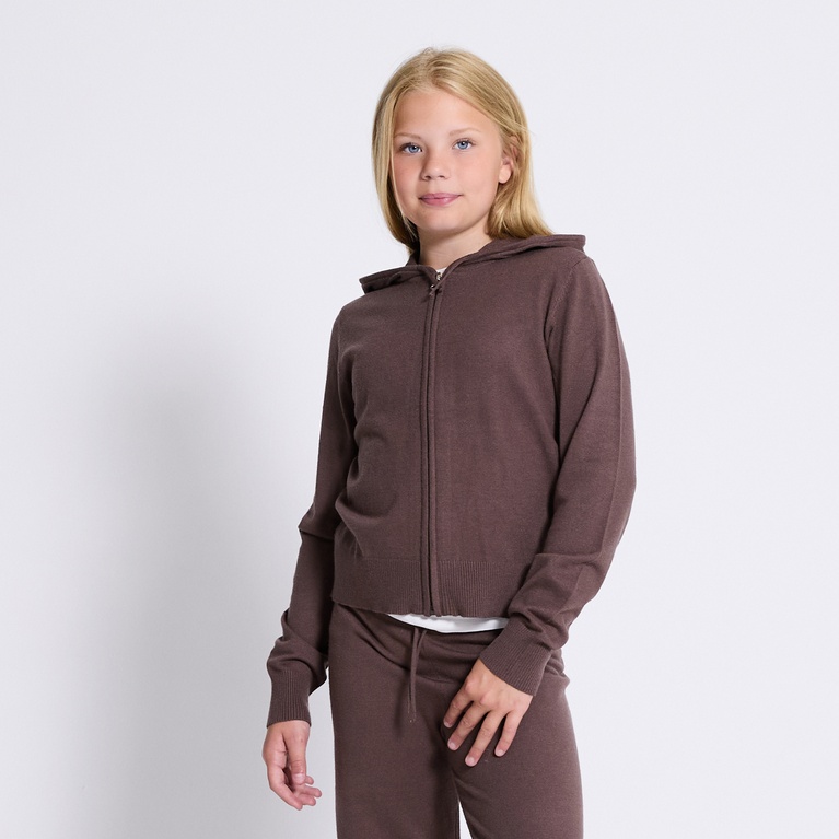 Knit zip hoodie "Jennifer star" Brown