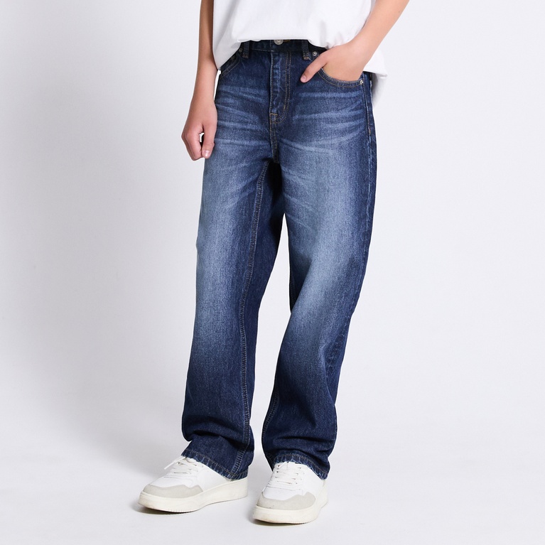 Relaxed straight jeans "Seattle star" Dark heavy worn