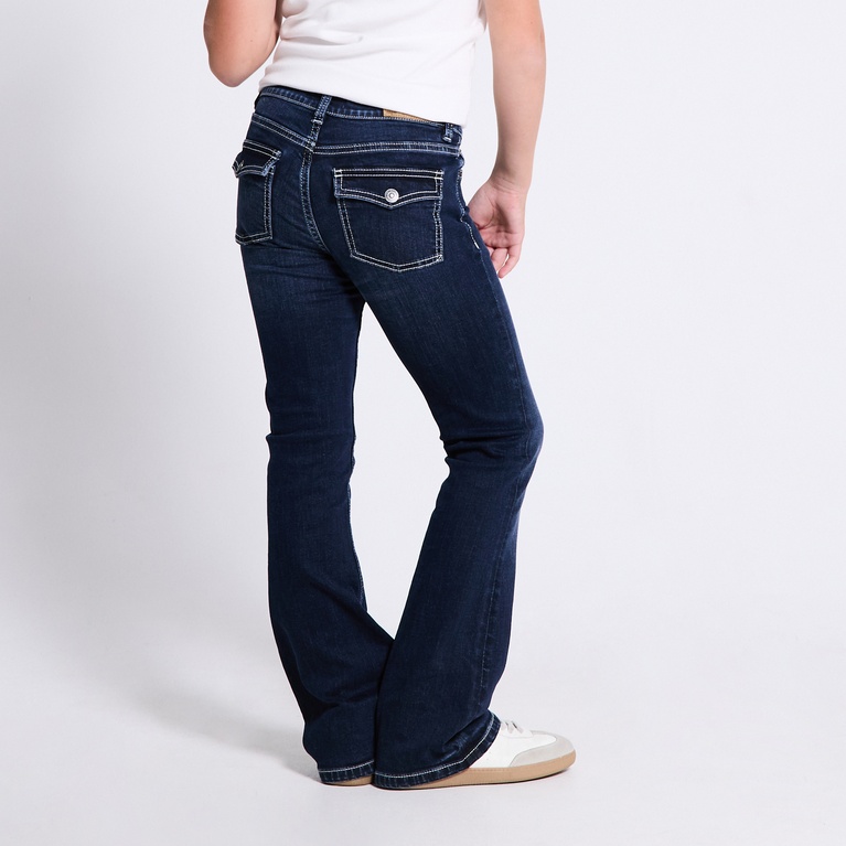 Stitch back pocket bootcut jeans "90`s Boot star stitch" Dark Blue 2