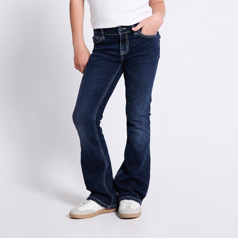Stitch back pocket bootcut jeans "90`s Boot star stitch" Dark Blue 2