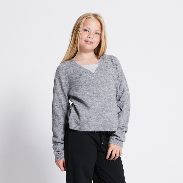 Wrap knit sweater "Bettan" Dark Grey