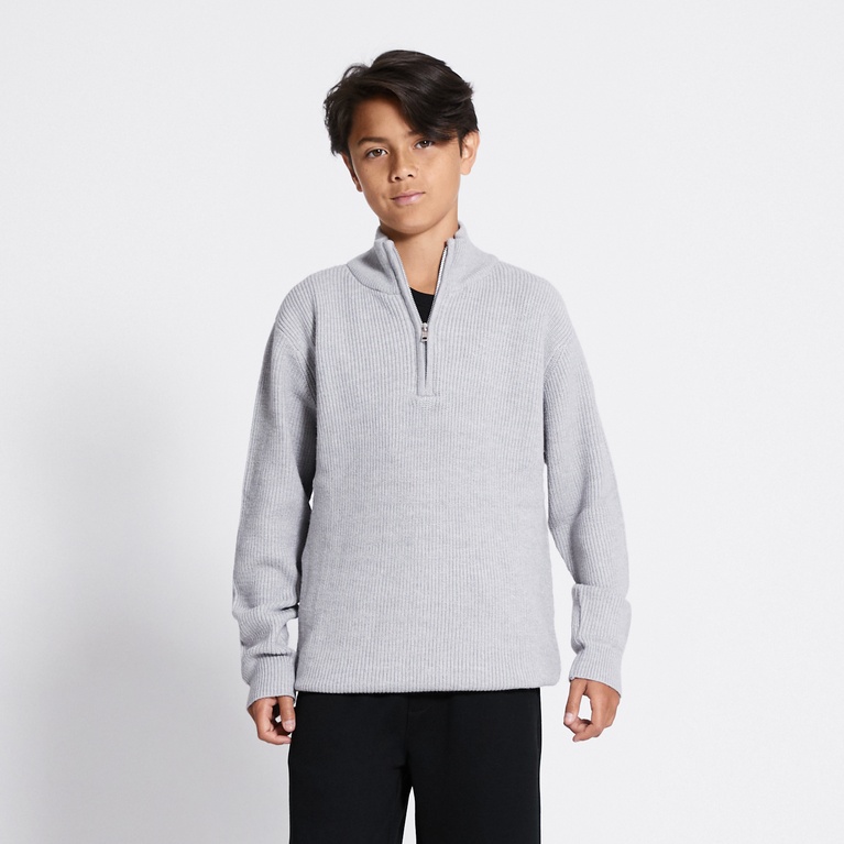 Half-zip sweater "Ruben zip" Grey Melange 2