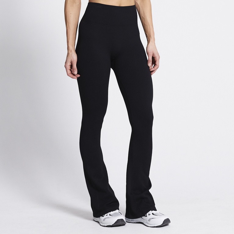 Flared training tights "Flare seamless" Black-Black
