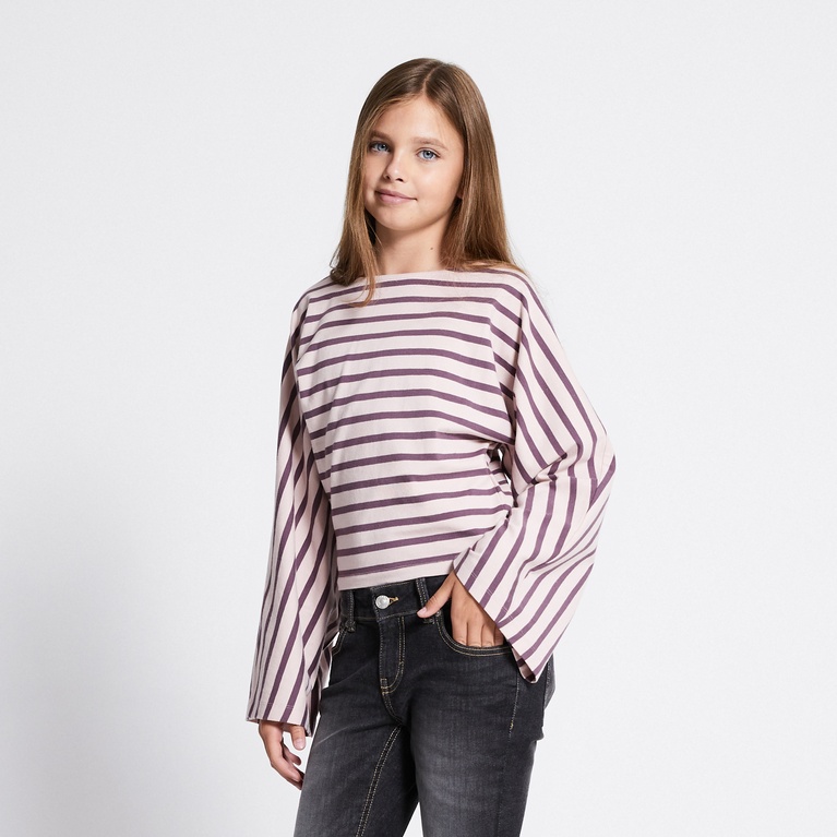 Wide sleeve top "Rochelle star stripe" Soft Pink