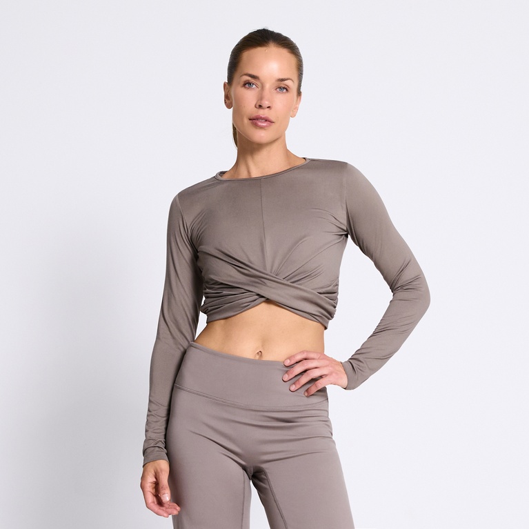 Long sleeve training top "Wrapped Top" Soft Brown