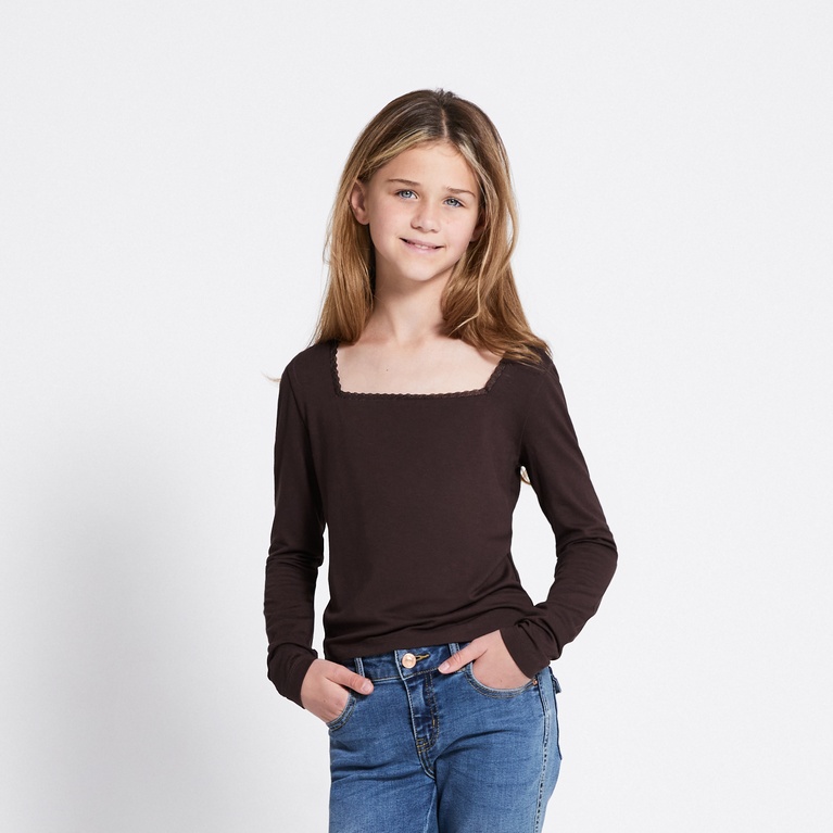 Long sleeve lace top "Agda" Brown
