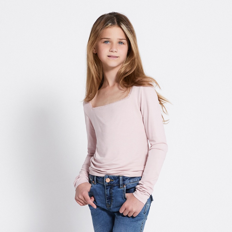Long sleeve lace top "Agda" Pink