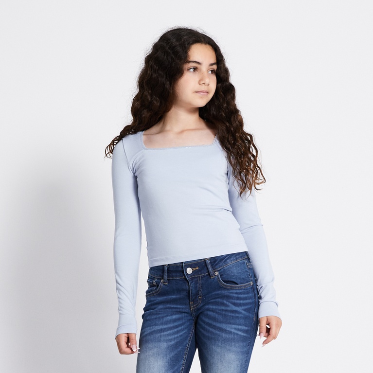 Long sleeve lace top "Agda" Sky Blue