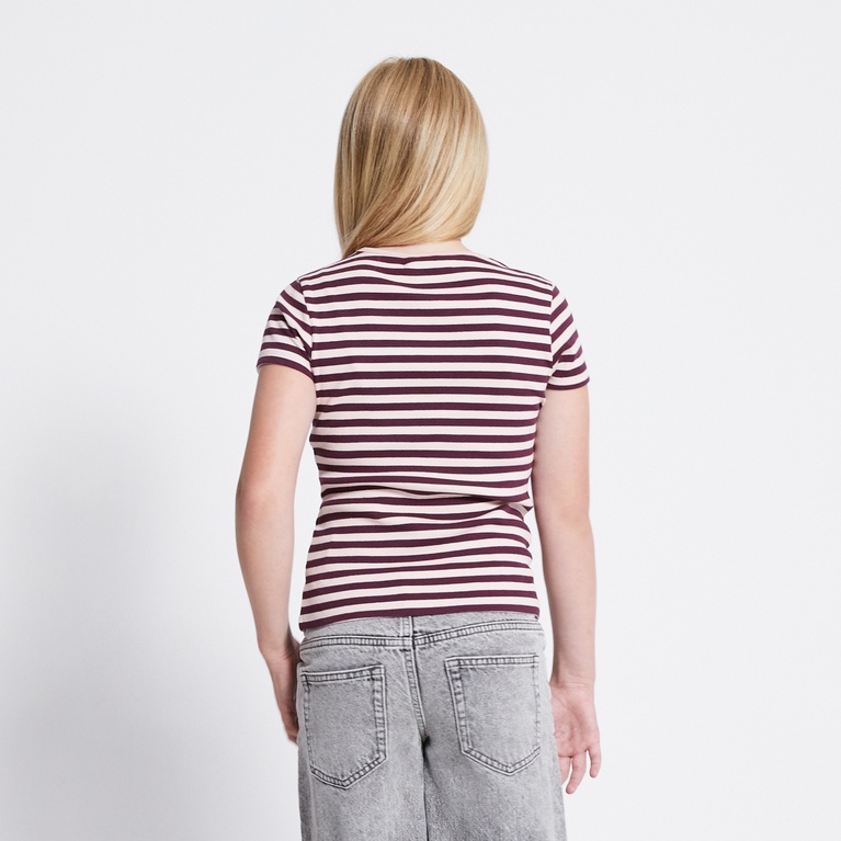 Ribbed tee "Ronja stripe" Pink