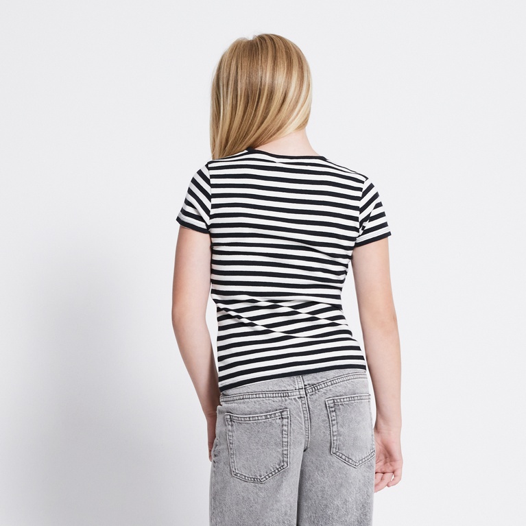 Ribbed tee "Ronja stripe" Black
