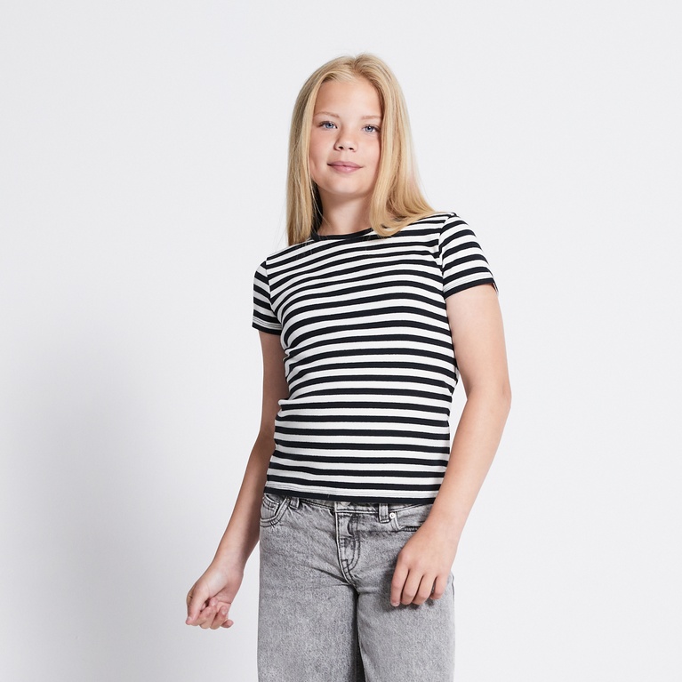 Ribbed tee "Ronja stripe" Black
