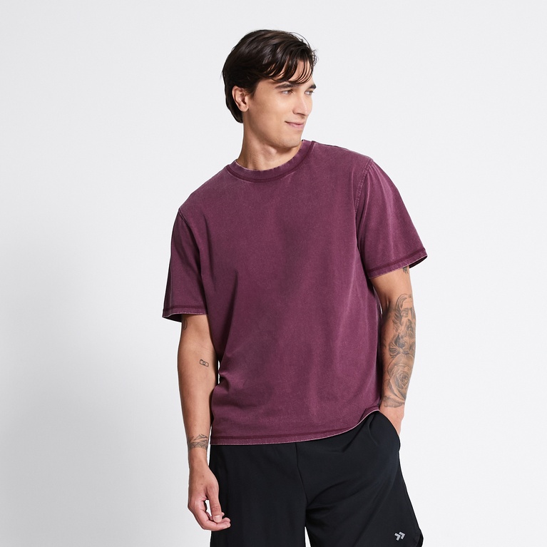 Heavy washed tee "Rough" Aubergine
