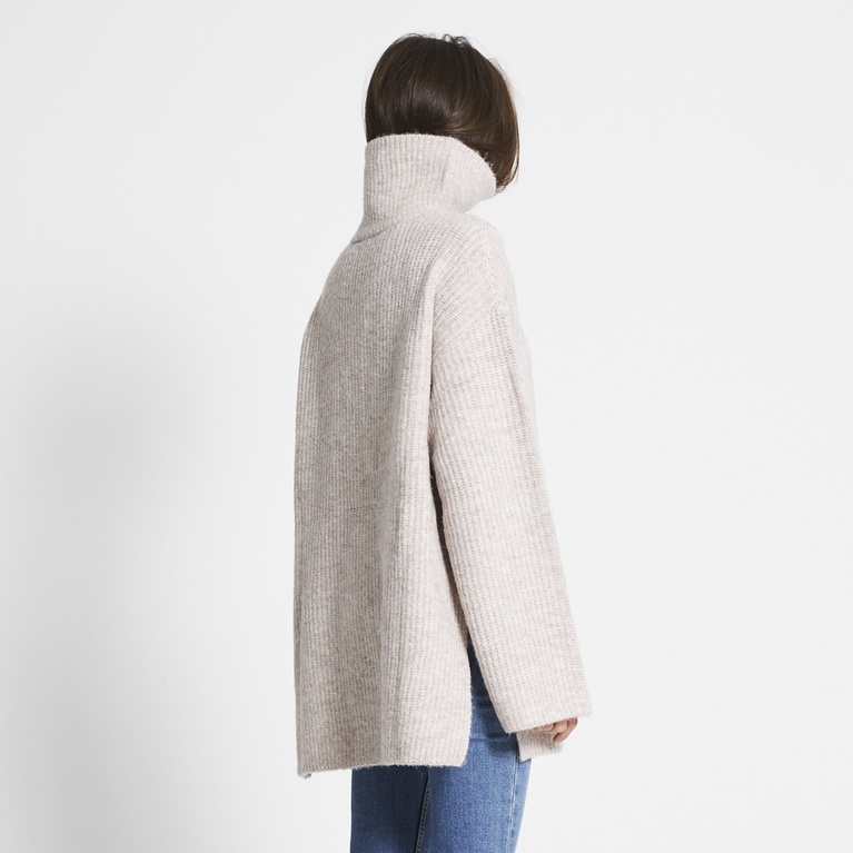 Ribstrikket trøje "Half Zip Sweater"