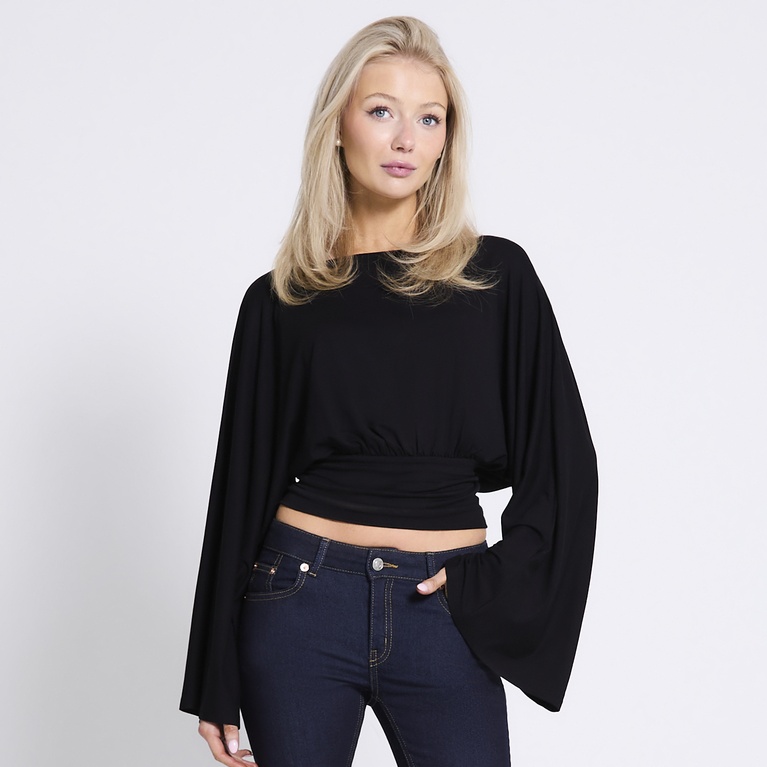Balloon-waist long sleeve top "Loreen"