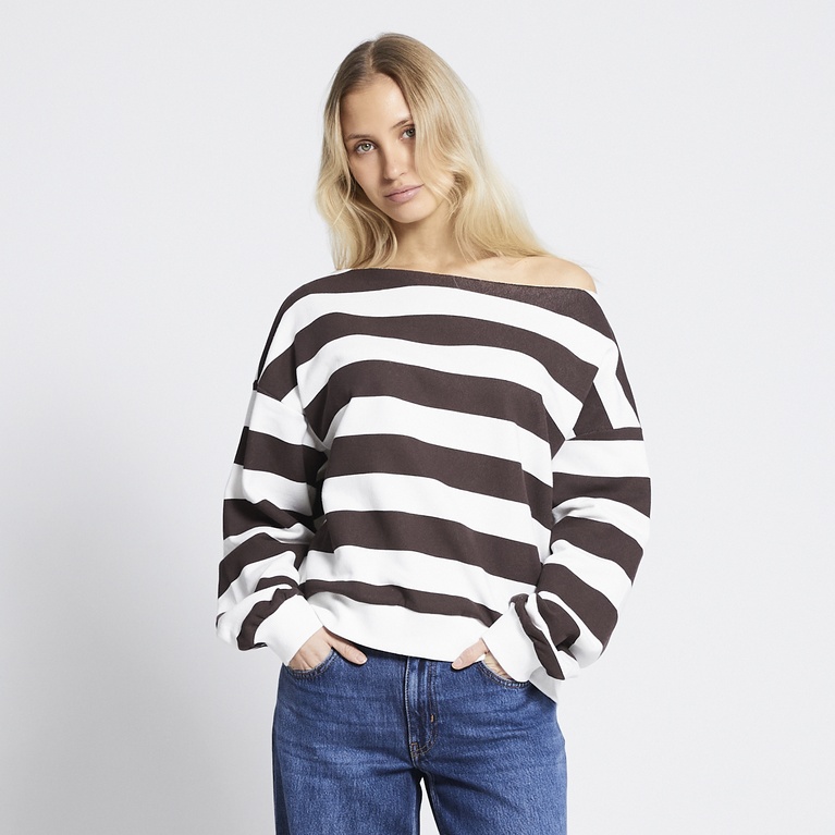 Off-shoulder striped sweatshirt Esme Stripe