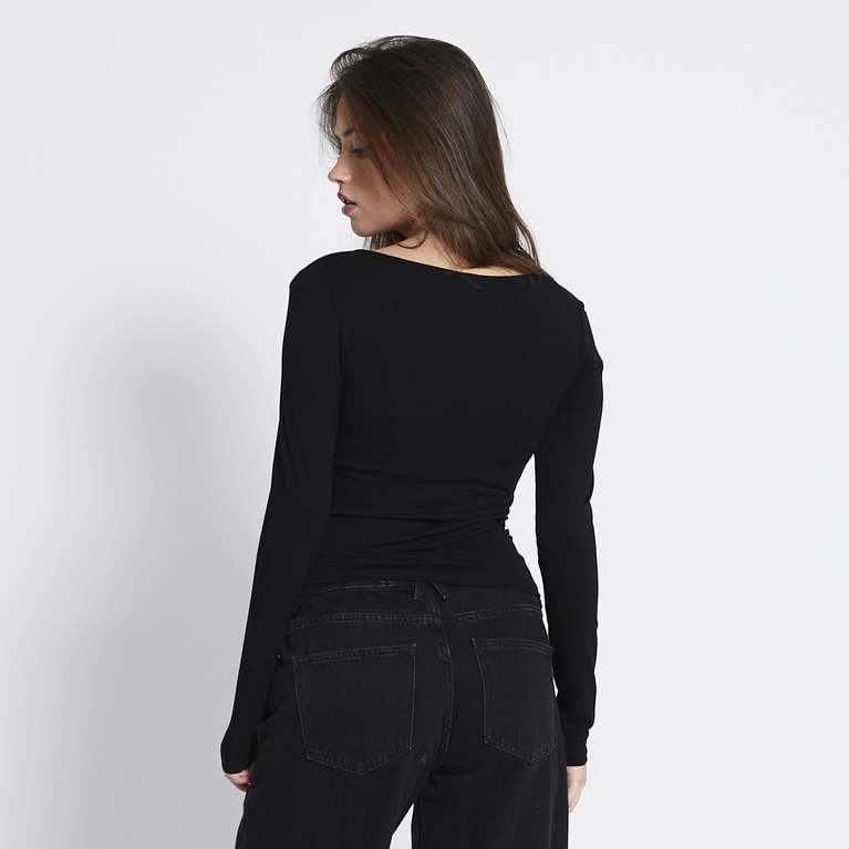Two way draped long-sleeve top "Assia"