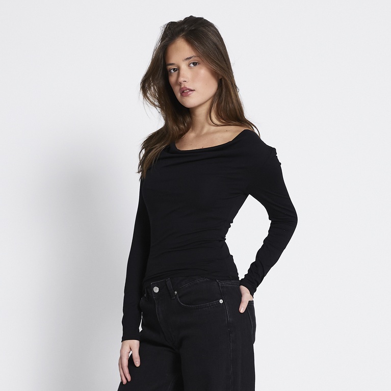 Two way draped long-sleeve top "Assia"