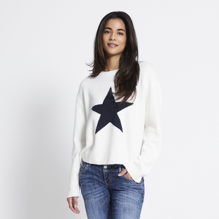 Crew-neck knit sweater "Aya"