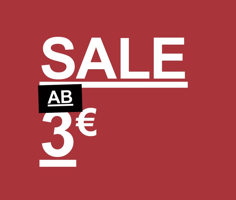 Rotes Banner mit dem Kampagnentext 'Sale ab 3 €'