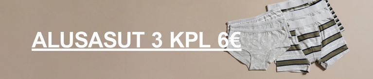 3 kappaleen alusvaatesetti harmaana ja raidallisena. ALUSVAATTEET 3-PACK 6 €