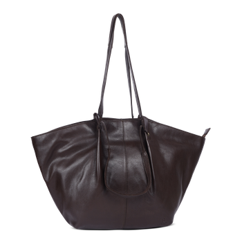 Chic Boho tote bag i skinn Mörkbrun