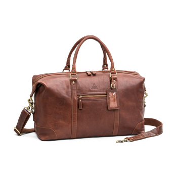 Weekend bag i skinn Cognac