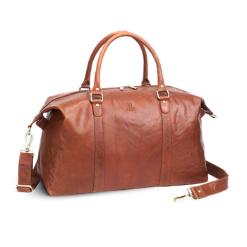 Weekend bag i skinn Cognac
